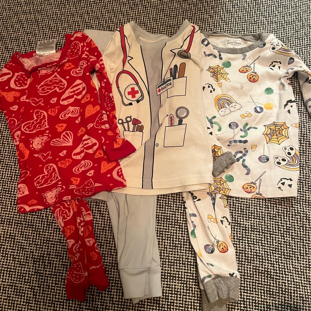 Burt's Bees Kids Pajama Set - Red, White, and Multicolor